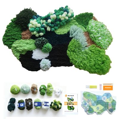 beausougon DIY Latch Hook Kit for Adults, Creative Rug Making Craft Kit, 3D Moss Design Mat Crochet Flower with Punch Needle Tools30 * 20"