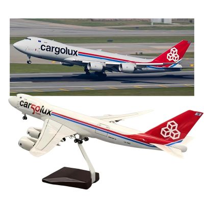 1:150 Scale Luxembourg Cargo B747-8F Plane Alloy Aircraft Model Airplane with Rotating Wheels Lights Premium Static Display with Detachable Stand, for Aviation Enthusiasts