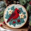 Punch Needle Kits Christmas Flowers and Cardinal Easy for Beginners DIY Embroidery Starter Set with Hoop Stress Relief Craft Hobby and Home Decor 20x20cm-5 view 1
