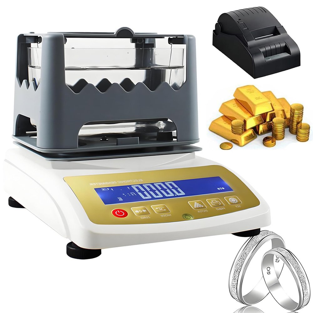 ByBoDi Gold Purity Testing Machine,Digital Electronic Gold Density Meter,with Printer,Gold Silver K Gold Palladium and Platinum Authenticity Tester,for Jewelry Sales Recycling Processing 600K
