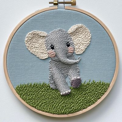 Punch Needle kit for Beginners, Cute Elephant Festive DIY Handmade Punch Stitching kit for Adults, Needle Punch Kits for Adults, Seasonal Decorative Holiday Creative Set