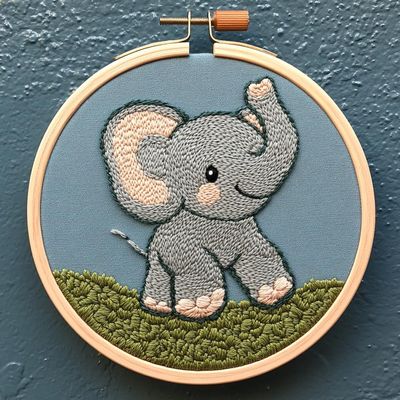 Punch Needle kit for Beginners, Cute Elephant Festive DIY Holiday Punch Stitching kit for Adults, Needle Punch Kits for Adults, Handmade Seasonal Creative Decorative Craft