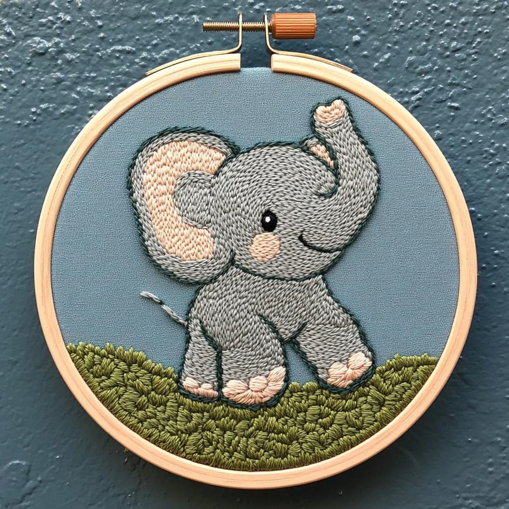 Punch Needle kit for Beginners, Cute Elephant Festive DIY Holiday Punch Stitching kit for Adults, Needle Punch Kits for Adults, Handmade Seasonal Creative Decorative Craft
