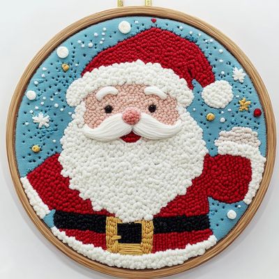 Punch Needle Kits Santa Claus Easy for Beginners DIY Embroidery Starter Set with Hoop Stress Relief Craft Hobby and Home Decor 20x20cm-18