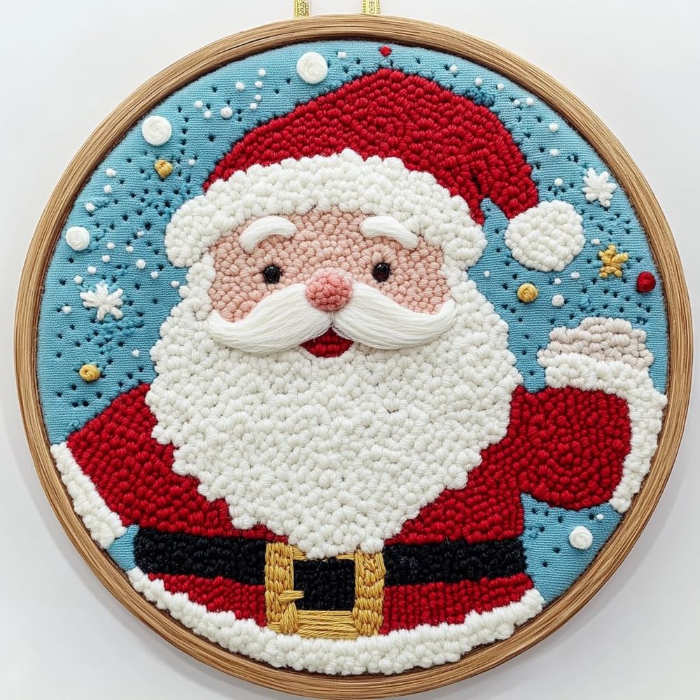 Punch Needle Kits Santa Claus Easy for Beginners DIY Embroidery Starter Set with Hoop Stress Relief Craft Hobby and Home Decor 20x20cm-18