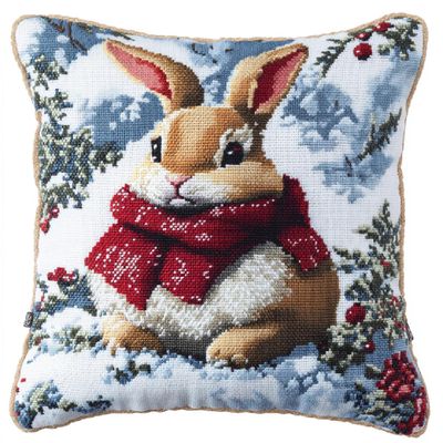 Christmas Cross Stitch Kit for Beginners,DIY Festive Pillow Cover Set with Pre-Printed Design,45x45cm Holiday Embroidery Cushion Craft for Home Decor Gift Making - 11