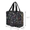 Portable Square Cross Stitch Starter Kits Bag Embroidery Project Bag Embroidery Tool Storage Tote Bag with Multifunctional Pockets, Bag Only (Black Leaves) view 2