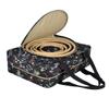 Portable Square Cross Stitch Starter Kits Bag Embroidery Project Bag Embroidery Tool Storage Tote Bag with Multifunctional Pockets, Bag Only (Black Leaves) view 3
