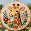 DIY Punch Needle Kits Giraffe in Flowers Easy for Beginners Embroidery Starter Set with Hoop Stress Relief Craft Hobby and Home Decor 20x20cm view 1