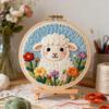 DIY Punch Needle Kits White Sheep in Flowers Easy for Beginners Embroidery Starter Set with Hoop Stress Relief Craft Hobby and Home Decor 20x20cm view 1
