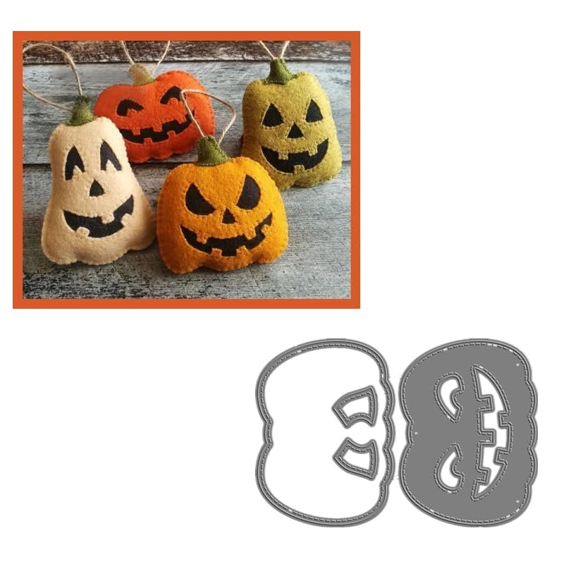 2025 New DIY Halloween Christmas Felt Sewing Etched Cutting Dies Scrapbooking Supplies for Paper Making Frames Card Craft (Short Pumpkin face 2)