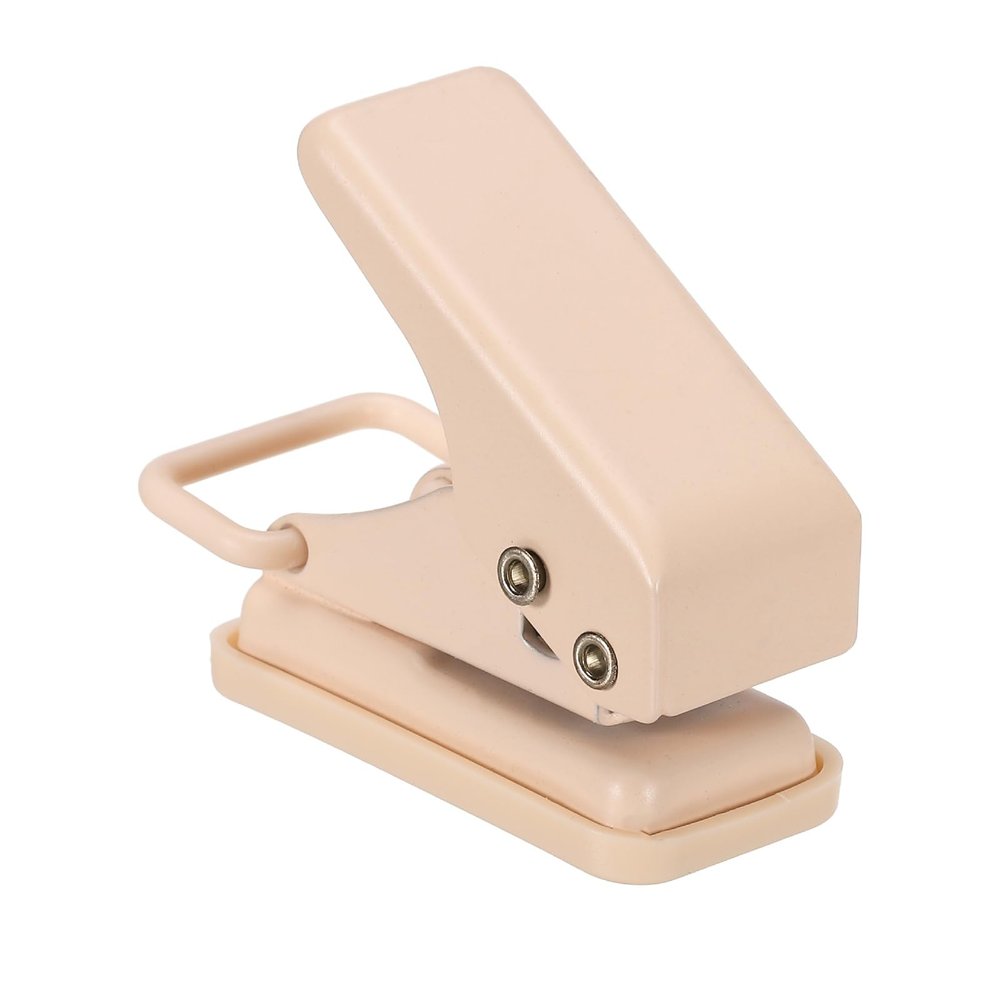 PATIKIL 1/4" Single Hole Punch, Handheld Heavy Duty Hole Puncher Press Metal Paper Puncher for Tag DIY Craft Scrapbook Ticket Style 1, Pink