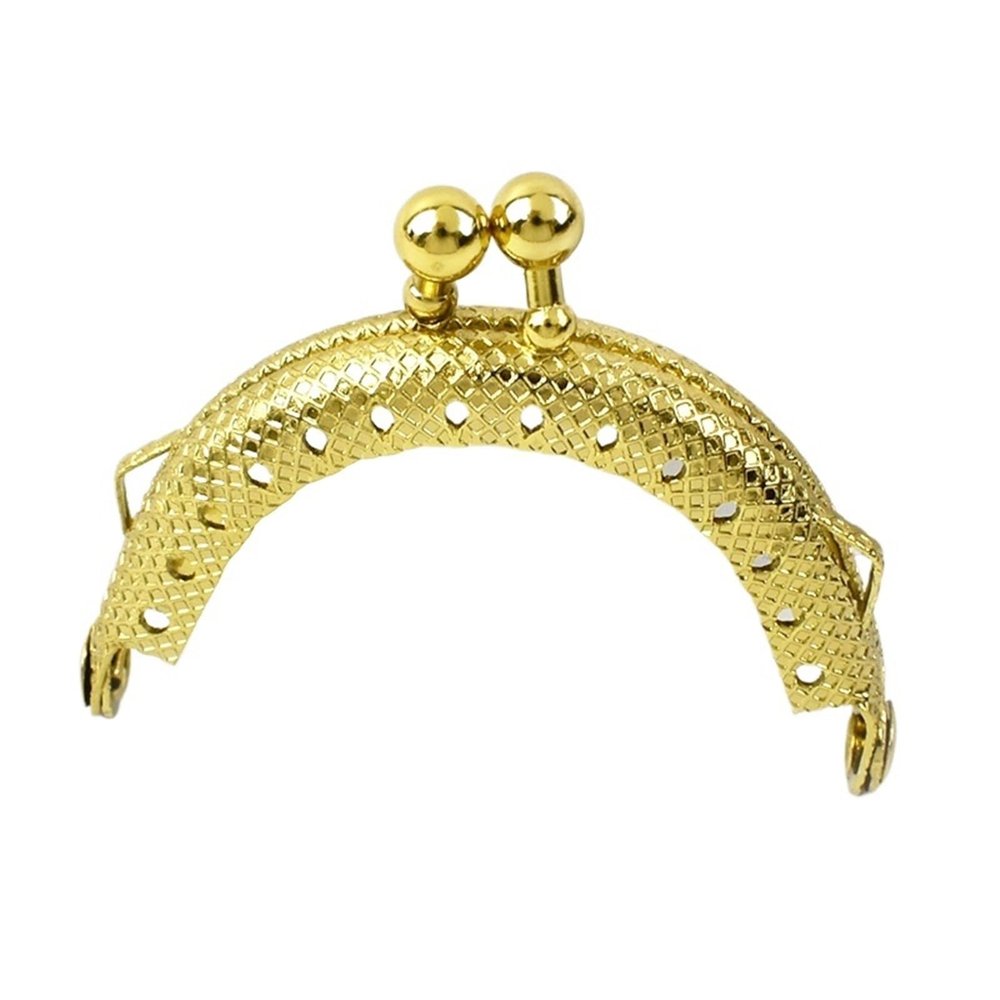 Metal Purse Frame 5/10Pcs 5cm Embossed Metal Coin Purse Frame Bag Handle Double Ear Wallet Kiss Clasp DIY Bags Pendant Accessory(02-Gold,5cm-10Pcs)