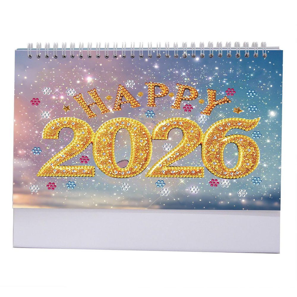 2026 DIY Diamond Art Painting Desk Calendar, Paper Standing Monthly Flip Planner with to-Do List, Sparkling Tabletop Ornament for Home Office Desk Decor, Unique Craft Gift