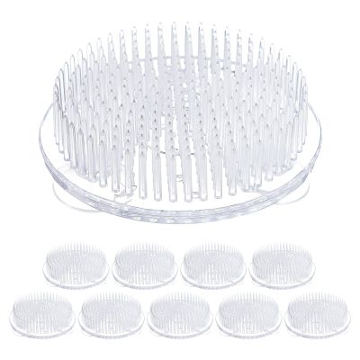 DOITOOL 10pcs Clear Plastic Flower Frogs with 3 Suction Base - Round Flower Arrangement Tool for Floral Vase Plant Weddings Parties Decoration