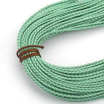 Braided Leather Cord 2mm 3mm 4mm 5mm 6mm for Bracelet Making - Round Leather Thread Rope for Jewelry Necklaces - (Color: Blue Green/Size: 4Mm)