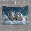 BDIS Man Cave Decor And Accessories Two White Tigers In The Sky With Butterflies Tapestry Tapestry For Men Tapestries Room Decor(75X100CM) view 1