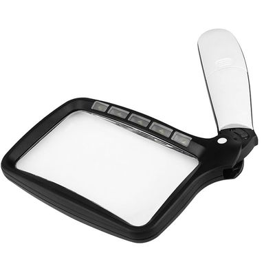 MVNOIRE Folding Handheld Magnifying Glass with Five LED Lights for Elderly to Read and Newspapers