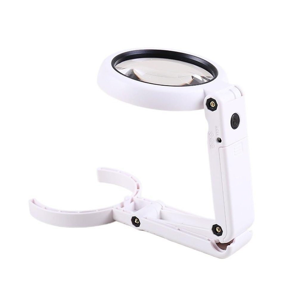 MVNOIRE Handheld Desktop Foldable Reading Magnifying Glass with LED Light Plug-in