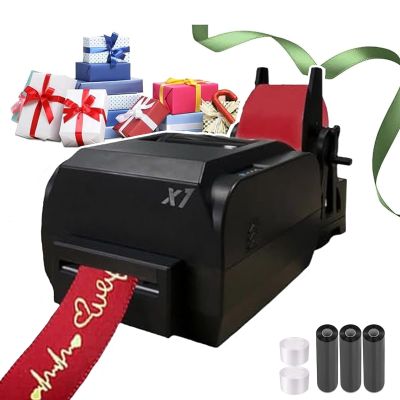 LYJIANGXIN Satin Ribbon Printing Machine Digital Ribbon Printer, Label Printer Foil Stamping Printing Machine for Gift Wrapping, Supports 50+ Languages, DIY Decorative Ribbon