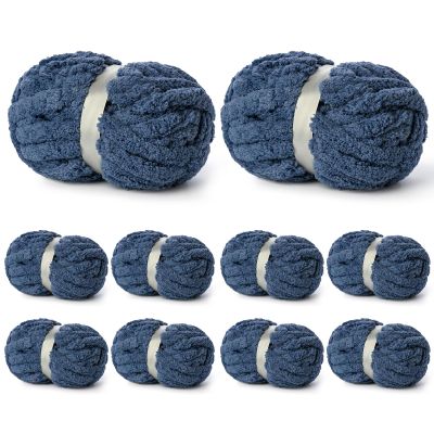 10 Pack of Navy Blue Soft Jumbo Chunky Yarn for Hand Knitting,Thick Blanket Yarn for Crocheting, #10 Super Bulky Yarns, 220yds/70.5oz Fluffy Chunky Chenille Yarns for Crocheting.