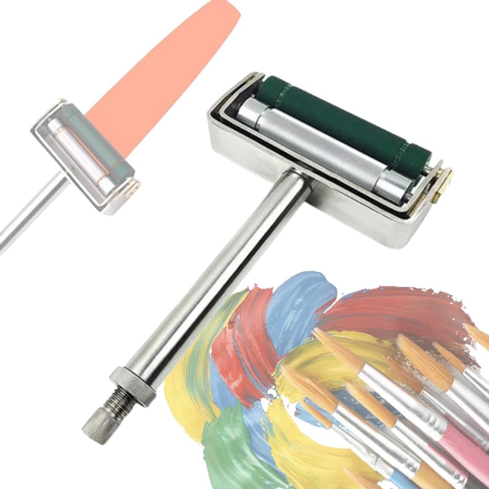 Manual Ink Printed Film Applicator,w/Anilox Roll and Rubber Roller,70mm/2.8in Print Width,Number of Anilox Rollers 80-300 Lines,for Ink Production (120lines)