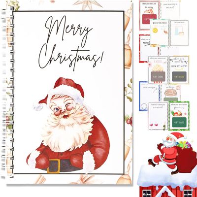 Funfunman Christmas Gift Card Book - Surprises On Every Page, DIY Spiral-Bound,College Survival ChristmasGift Card Book Holder, Personalized Xmas Gifts for Friends, Students, Family (Santa Claus)