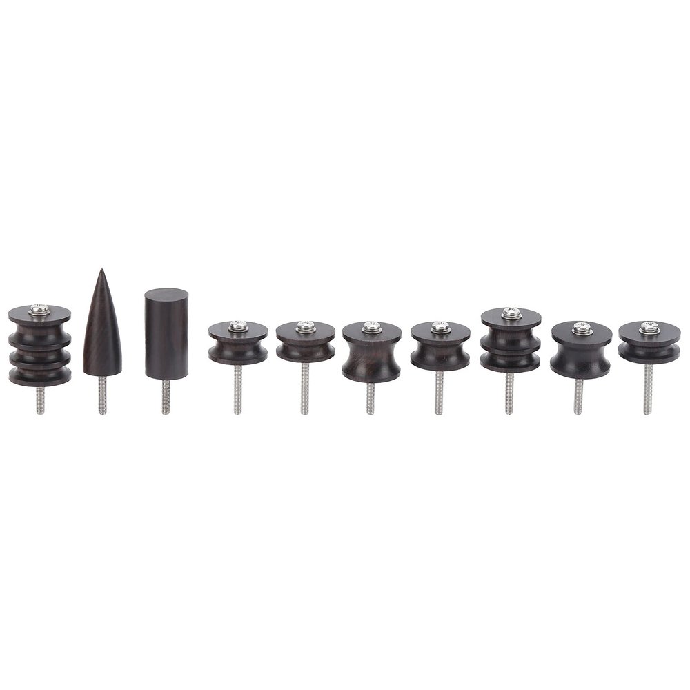 10Pcs Leather Burnisher Pack, Wooden Burnishing Tool, Electric Slicker Tip Polished Black, Leather Polisher with 10 Different Shapes for Leather Crafting DIY