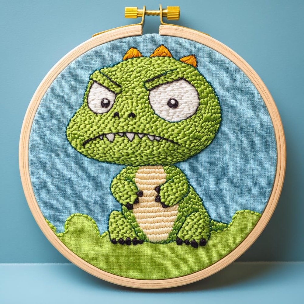 Punch Needle kit for Beginners, Cute Dinosaur DIY Holiday Punch Stitching kit for Adults, Needle Punch Kits for Adults, Seasonal Decorative Craft Set