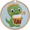 Punch Needle kit for Beginners, Cute Dinosaur Holiday DIY Punch Stitching kit for Adults, Needle Punch Kits for Adults, Festive Seasonal Craft Set view 1