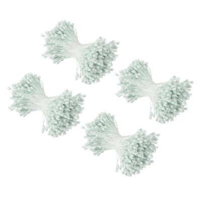 MECCANIXITY 3mm Double Head Flower Stamen 960 Pcs Bright Artificial Floral Stamens Pistil for Christmas Wedding Flowers Making Scrapbook Decoration DIY Crafts, Light Blue