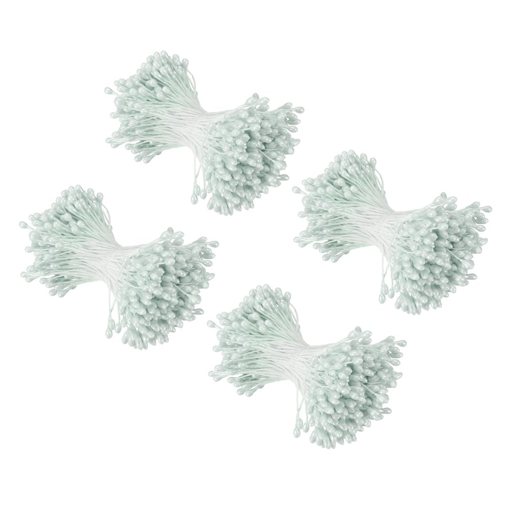 MECCANIXITY 3mm Double Head Flower Stamen 960 Pcs Bright Artificial Floral Stamens Pistil for Christmas Wedding Flowers Making Scrapbook Decoration DIY Crafts, Light Blue