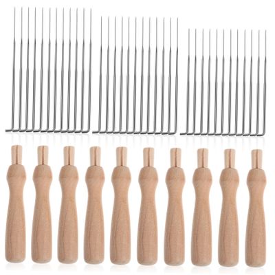 HAKIDZEL Wool Felting Tool Set with Wooden Handles Iron Piercing Needles for Beginners and Adults Use Needle Felting Kit for Wool Yarn Non-Woven Craft Projects