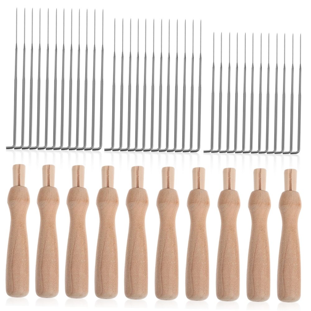 HAKIDZEL Wool Felting Tool Set with Wooden Handles Iron Piercing Needles for Beginners and Adults Use Needle Felting Kit for Wool Yarn Non-Woven Craft Projects
