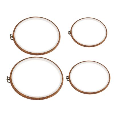 COOLHIYA 4pcs DIY Embroidery Hoop Cross Stitch Rings with Smooth Surface for Sewing Needlework Craft Projects and Wall Decor Gift for Beginners