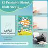 12 Pcs Printable Shrink Dink Sheets, A4 Semitransparent Shrink Plastic Paper for Inkjet Printer, Adults Kids DIY Keychain Making for Back-to-School, Valentine's&Mother's Day, Easter Ornaments & Gifts view 2