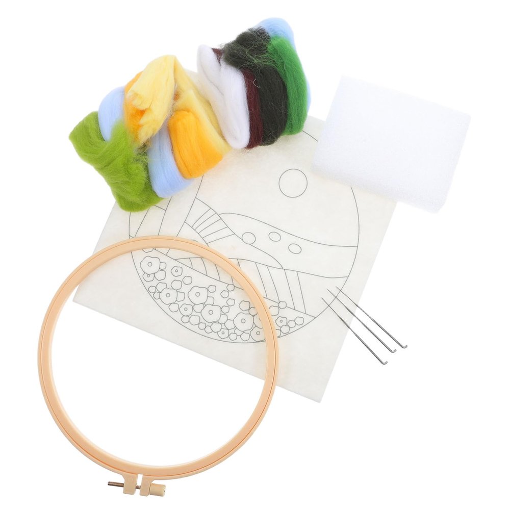 Beatifufu Beginner Felting Kit for Adults Soft Wool Roving Needle Felting Starter with Foam Pad Felt Cloth Picture Frame and Instructions Supplies for Family Craft and Creative Fun