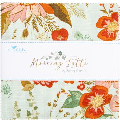Sandy Gervais Morning Latte 5" Stacker 42 5-inch Squares Charm Pack Riley Blake Designs 5-16920-42