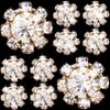 Pndeyo 10pcs 0.4 Inch Rhinestone Buttons for DIY Craft, Flatback Wedding Crystal Embellishments, Flower Decorative Button Accessories for Jewelry Making Clothes Bags Shoes Bouquet Decoration- Gold view 1