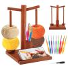 Wooden Yarn Holder for Crocheting and Knitting,Magnetic Rotating Yarn Spinner with 2 Spindles and 9 Crochet Hooks,Yarn Ball Holder Perfec-t for Crocheting and Knitting Lovers view 1