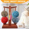 Wooden Yarn Holder for Crocheting and Knitting,Magnetic Rotating Yarn Spinner with 2 Spindles and 9 Crochet Hooks,Yarn Ball Holder Perfec-t for Crocheting and Knitting Lovers view 4