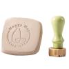 Custom Brass Stamp for Pottery, Personalized Clay Stamp with Wood Handle, Makers Mark for Ceramics, Soap, Wax, Leather Signature Stamps(Green,1.5Inches) view 1