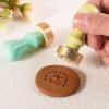 Custom Brass Stamp for Pottery, Personalized Clay Stamp with Wood Handle, Makers Mark for Ceramics, Soap, Wax, Leather Signature Stamps(Green,1.5Inches) view 2