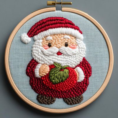 Punch Needle kit for Beginners, Cute Santa Claus Holiday DIY Punch Stitching kit for Adults, Needle Punch Kits for Adults, Festive Handmade Decoration Project