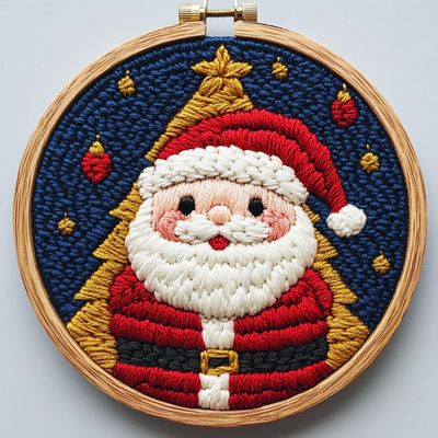 Punch Needle kit for Beginners, Cute Santa Claus Holiday DIY Festive Punch Stitching kit for Adults, Needle Punch Kits for Adults, Seasonal Creative Project