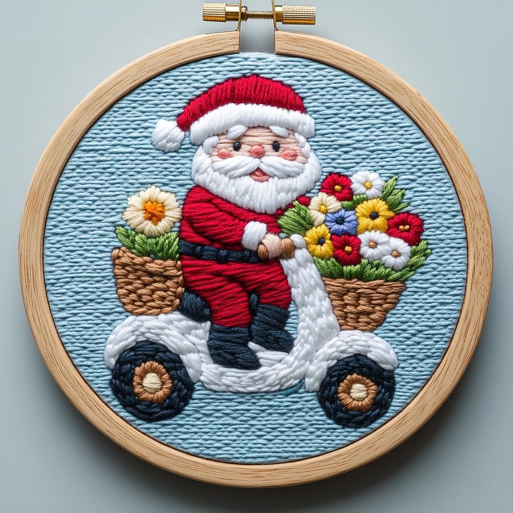 Punch Needle kit for Beginners, Cute Santa Claus Festive DIY Holiday Punch Stitching kit for Adults, Needle Punch Kits for Adults, Seasonal Handmade Decoration Project