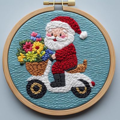 Punch Needle kit for Beginners, Cute Santa Claus DIY Festive Holiday Punch Stitching kit for Adults, Needle Punch Kits for Adults, Handmade Decorative Holiday Set