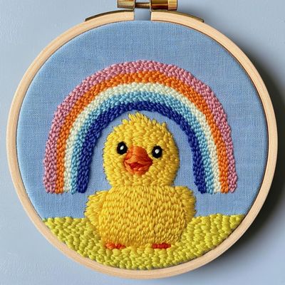 Punch Needle kit for Beginners, Duck and Sunshine Punch Stitching kit for Adults, Needle Punch Kits for Adults, DIY Handmade Decorative Art Project