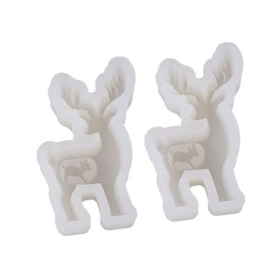 QWQJ 2Pcs Reindeer Silicone Candle Mold for Candle Soap Christmas Home Decoration Food Grade Silicone Mold for Epoxy Resin