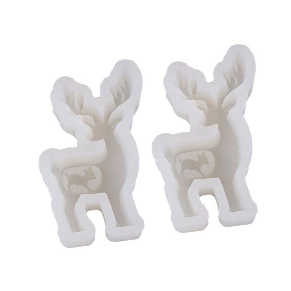 QWQJ 2Pcs Reindeer Silicone Candle Mold for Candle Soap Christmas Home Decoration Food Grade Silicone Mold for Epoxy Resin